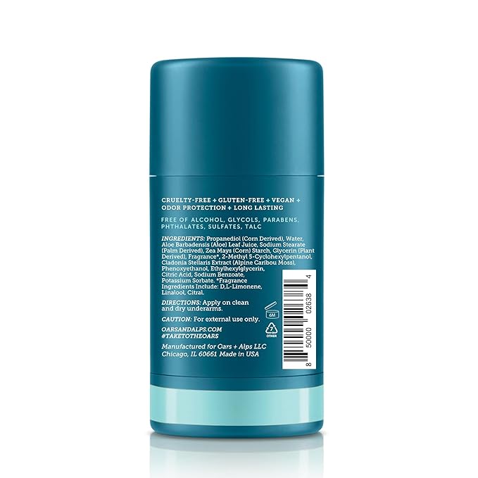 Oars + Alps Deodorant for Men & Women, Aluminum Free Deodorant for Men, Dermatologist Tested, Clean Ingredients, Vegan, Long Lasting, Odor Protection, Aspen Air, 3pk, 2.6oz