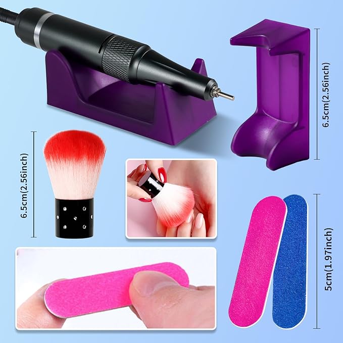 Portable Electric Nail Drill Cordless,35000 RPM Electric Nail File with Holder,Rechargeable Nail Drill E Filer for Nails,Electric Nail Buffer Nail Filer Electric Tool for Women (White)