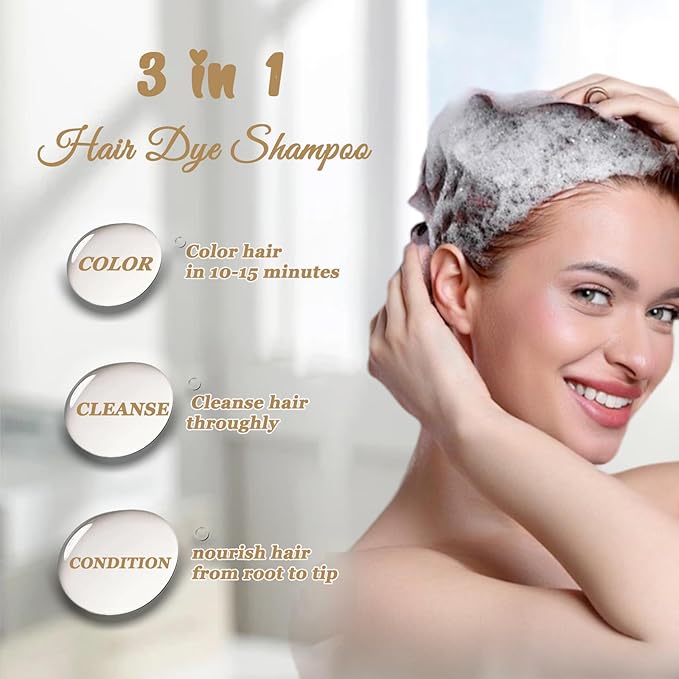 Brown Hair Dye Shampoo, Instant Hair Color Shampoo, Colors Hair in Minutes, Champu Para Pintar el Cabello, Easy to Use 16.90 Fl Oz