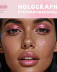 Holographic Duochrome Pink Glitter Eyeshadow, Color Shift Metallic Shimmer Eyeshadow Palette, Chameleon Sparkle Inner Corner Eye Highlighter, Iridescent Eye Shadow Palette Fairy Makeup#02