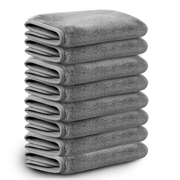 Nugilla Reusable Face Wash Cloths, 8 Pack Soft Microfiber Makeup Remover Towels for Women (Cool Grey)