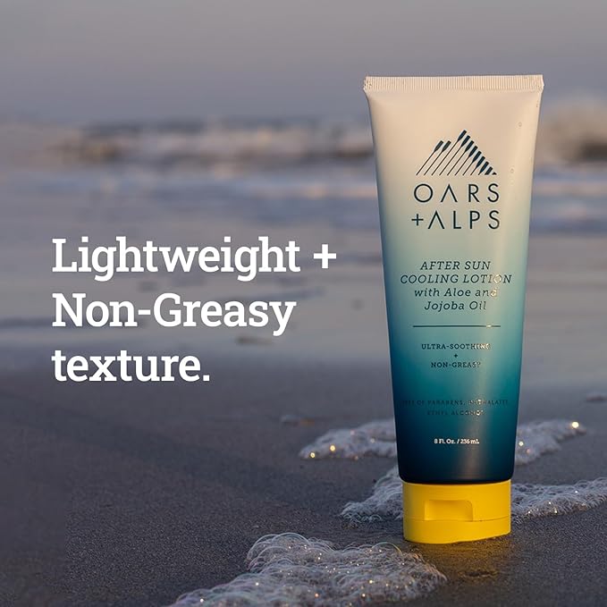 Oars + Alps After Sun Cooling Lotion, Includes Aloe Vera and Cucumber Extract for Sunburn Relief, Fresh Cut Aloe Scent, 8 Fl Oz