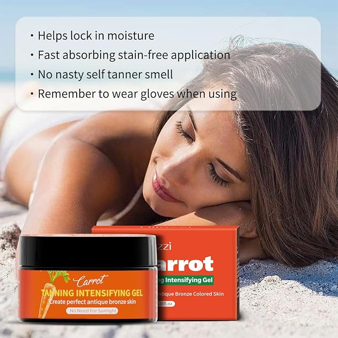 Self Tanning Gel for Face and Body – Sunless Bronzing Cream, Tan Accelerator, Natural-Looking Deep Tan Without Sun | Fast-Drying, No Orange, No Streaks | Vegan & Paraben-Free