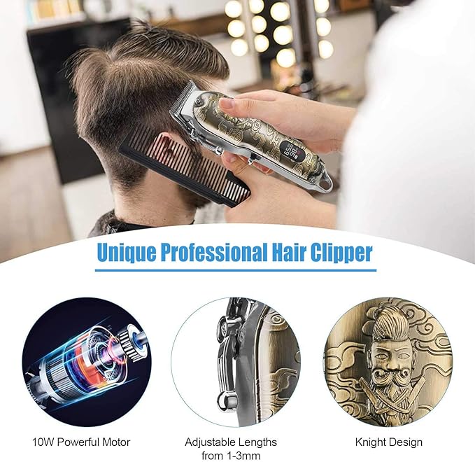 Suttik Hair Clippers for Men Professional, Cordless Barber Clippers for Hair Cutting, Beard Trimmer Hair Cutting Kit with LED Display