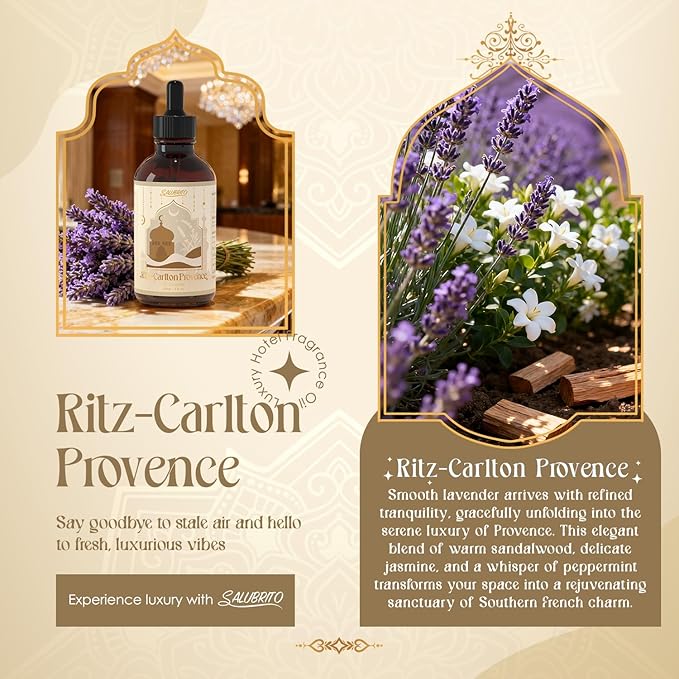 SALUBRITO Hotel Essential Oil, Ritz Carlton Provence Fragrance Oil - Inspired by 5 Star Hotel, 4 Fl.Oz (120ml), Luxury Gift for Women, Men, Strong Scented Oil for Diffuser, Candle & Soap Making