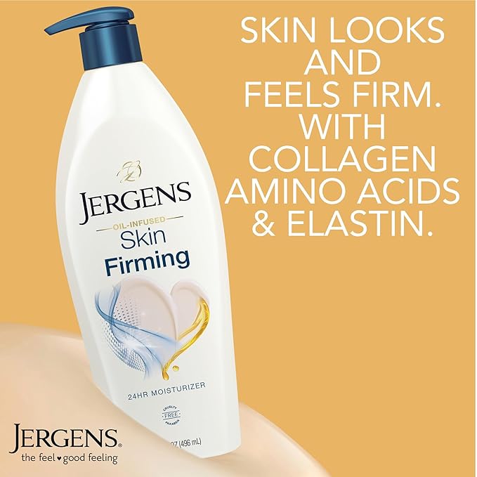 Jergens Skin Firming Lotion for Dry to Extra Dry Skin, Body Lotion with Collagen and Elastin Moisturizer, Tightening Cream for Body, Smoothes and Tones, Dermatologist Tested, 16.8 Oz (Pack of 3)
