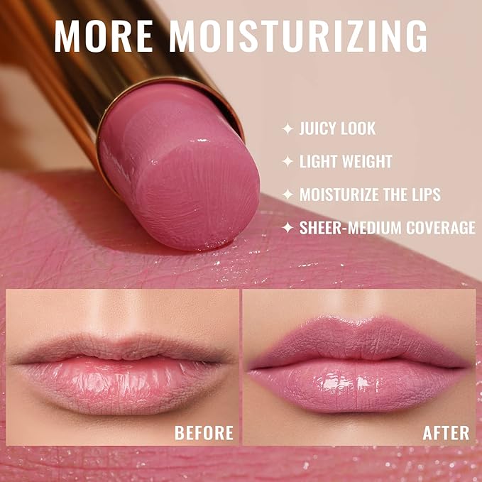 Oulac Moisture Shine Lipsticks Set - Red Orange Purple 3Pcs | Ultra Hydrating Juicy & Glossy, Soild Lip Gloss, Lightweight Smooth, Natural Look Best for Dry, Cracked and Chapped Lips, Vegan (05+06+07)