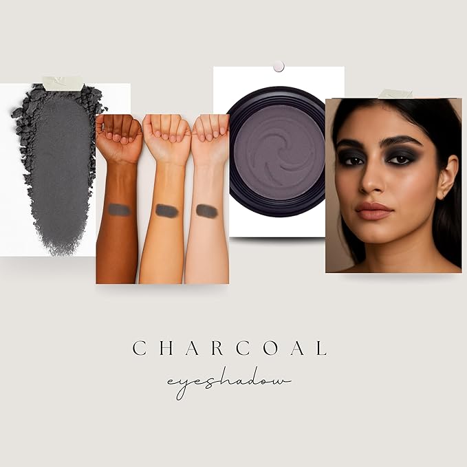 Gabriel Cosmetics Eyeshadow (Charcoal- Gray/Cool Matte), 0.07 oz, Natural, Paraben Free, Vegan, Gluten free, Cruelty free, No GMO, Velvety and Smooth matte finish, with Sea Fennel, for all skin types