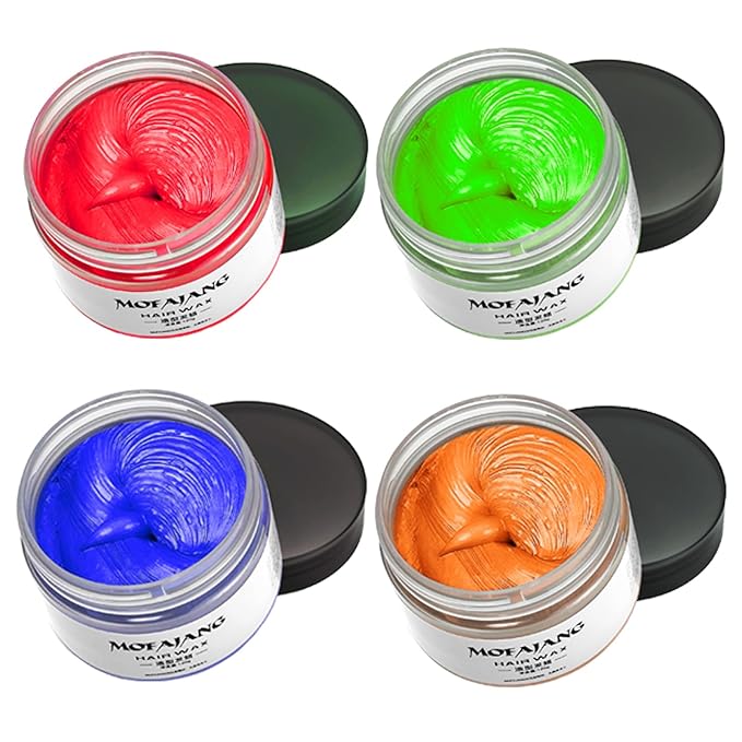 Temporary Hair Color Chalk For Kids, Hair Wax Color For 4 5 6 7 8 9 Year Old Girl Gifts, Birthday,Party, Cosplay DIY, Children's Day, Halloween, Christmas (4, Red Orange Blue Green)