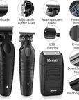 KEMEI Professional Hair Clipper, Hair Trimmer, Beard Shaver Set for Men, Electric Cordless Barber Clipper Beard Trimmer, Rechargeable Fade Clipper Haircutting Kit, KM-2299, KM-2296, KM-1102