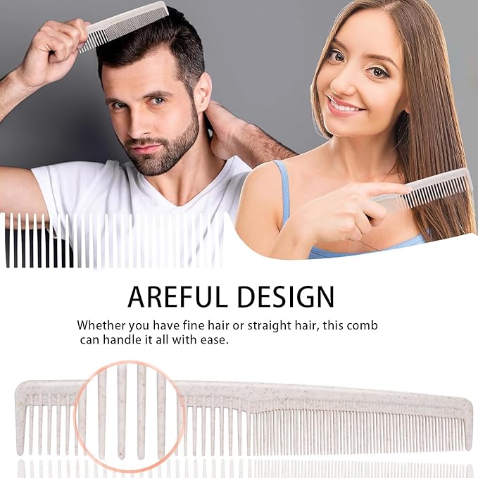 Hair Combs Bulk, Disposable Wheat Straw Combs Individually Wrapped Combs for Hotel, Travel, Airbnb, Charity, Church, Homeless (Pack of 50)