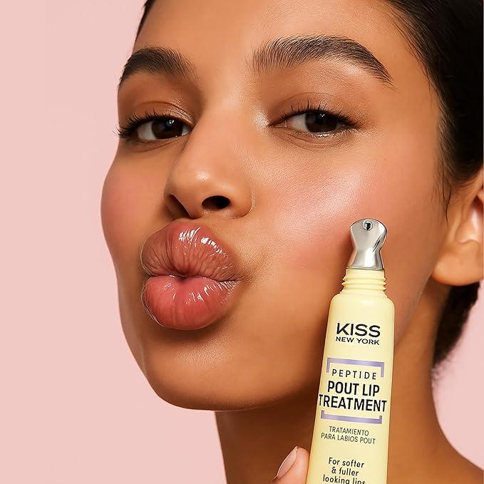 KISS NEW YORK Peptide Lip Treatment, Hydrating & Non-Sticky Tinted Plumping Balm, Shea Butter, Castor Oil & Squalane Reduces Look of Fine Lines, Softer & Fuller Lips with Cooling Metal Tip (Vanilla)