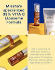 MISSHA Vita C Plus Spot Correcting Concentrate Ampoule 0.52 Fl oz/15ml, Korean Vitamin C Serum for Face, Improves Dark Spots & Firms Skin with 33% VITA C Liposome Formula