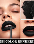3Pcs Black Matte Liquid Lipstick,Lip Liner,Lip Gloss Trio Lip Set Waterproof Long-Lasting Moisturizing Velvety Lip Stain One Step Lips Makeup Kits Goth Makeup