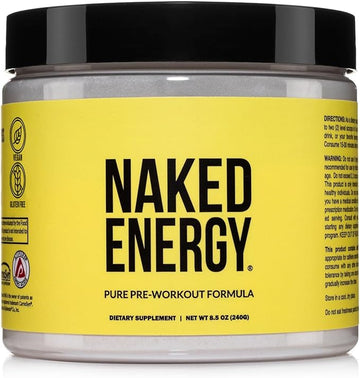Naked Energy - Pure Pre Workout Powder for Men and Women, Vegan, Unflavored, Healthy Pre Workout - No Added Sweeteners, Colors Or Flavors - 50 Servings