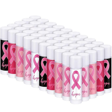 100 Pack Breast Cancer Awareness Accessories Gifts Bulk Lip Balms Favors Pink Ribbon Lip Balms Favors Breast Cancer Awareness Month Support Party Items Decorations for Women Men Survivors