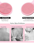 VWMYQ Silicone Back Scrubber for Shower, 17in Lengthen Long Handle Body Brush, Double Sided Shower Brush for Shower Exfoliating and Massage Can Produce Rich Foam, Long Handle Back Scrubber for Men