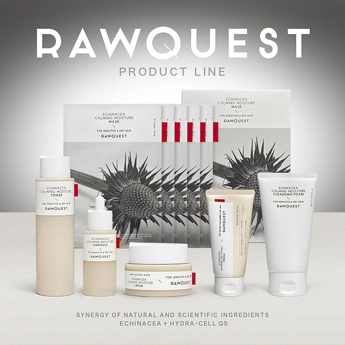 RAWQUEST- Echinacea Korean Toner for Face for Deep Hydration, Instant Moisture, Soothing, Anti-Aging & Dermatologist Tested w/Hyaluronic Acid & Niacinamide | Korean Skin Care for Dry & Sensitive Skin