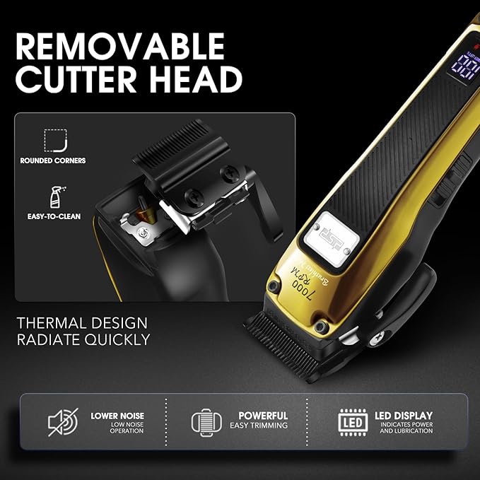 DSP Professional Barber Clipper Cordless, Hair Clipper for Men, Powerful Clipper, BLDC Motor & DLC Coated Detachable Blade with Charging Base