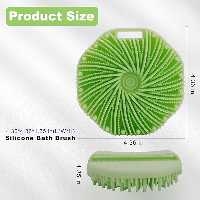 Silicone Body Scrubber, Exfoliating Body Scrubber for All Skin Types, Handheld Shower Brush with Rich Lathering and Easy Cleaning (Green)