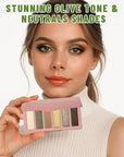 6 Colors Mini Naked Eyeshadow Makeup Palette Olive-colored Neutral Tone Eye Shadow Matte & Shimmer Nude Make Up Pallet with Mirror Blendable Highly Pigmented Travel Size Gift Kit 04