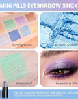 evpct 12Pcs Capsule Cream Eye Shadow Brightener Sticks Set for Eyes, Pearl White Smokey Black Gray Khaki Royal Blue Violet Purple Silver Shimmer Matte Pencil Eye shadow Applicator Stick Palette Makeup