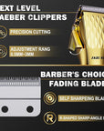 FADEKING® Professional Hair Clippers for Men - Cordless Barber Clippers for Hair Cutting, Rechargeable Hair Beard Trimmer with LED Display & Quality Travel Storage Case (Gold)