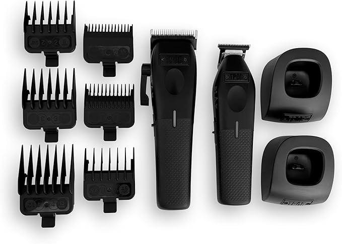 TPOB Play Barber Hair Clipper and Trimmer for Men 7500 RPM with Rubber Grips (Blackout 2 Set)