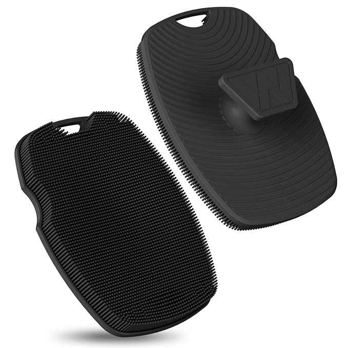 Zinc Infused Silicone Body Scrubber for Shower,Food-Grade Handheld Cleansing Skin Brush, Gentle Exfoliating and Lather Well - Black