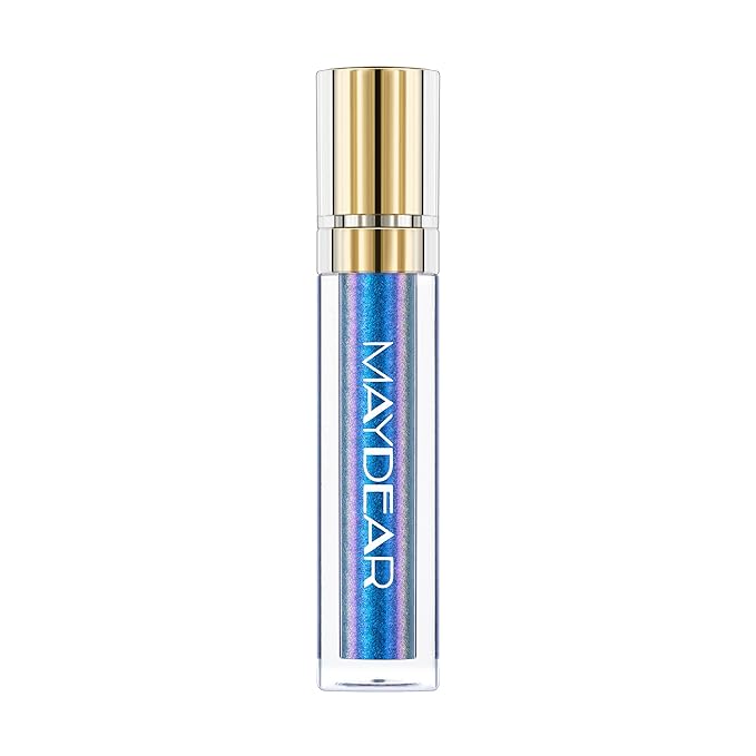Maydear Chameleon Lipstick High Pigmented Multichrome Lipstick, Long-Lasting Metallic Shine Lip Gloss, Full-Coverage Rainbow Lip Color for Women, Blue Cyan (03)