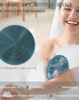 INNERNEED Food-Grade Soft Silicone Body Scrubber Shower Brush Handheld Cleansing Skin Brush, Gentle Exfoliating and Lather Well (Dark Green)