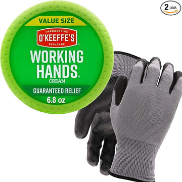 Idea Shop USA O’Keeffe Working Hands Cream 6.8oz + Work Gloves Bundle – Moisturizing Lotion for Dry, Cracked Hands with Protective Gloves for Gardening, Cleaning, DIY, and Everyday Hand Care