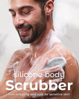 MainBasics Silicone Body Scrubber – Dual-Sided Shower Exfoliator for Men & Women, Gentle Silicone Loofah Alternative for Deep Clean (Black, Exfoliate)
