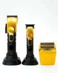 Supreme Trimmer 3-in-1 Barber Bundle | 2Spee Clipper, 2Spee Trimmer & Crunch Foil Shaver | Professional Beard Trimmer Men’s Hair Clipper Kit | (Gold)