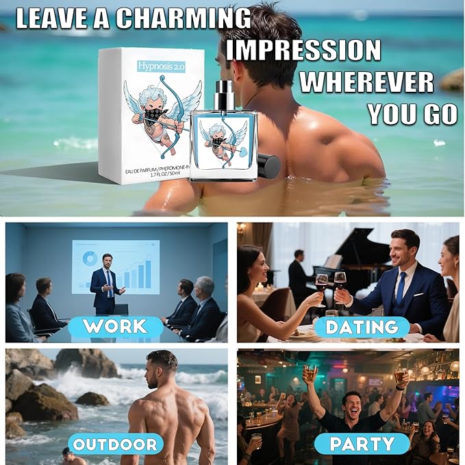 Pheromone Cologne for Men, Pheromone-Infused, Long-Lasting Mens Cologne with Boosted Personal Charm, 1.7oz Travel Spray Bottle