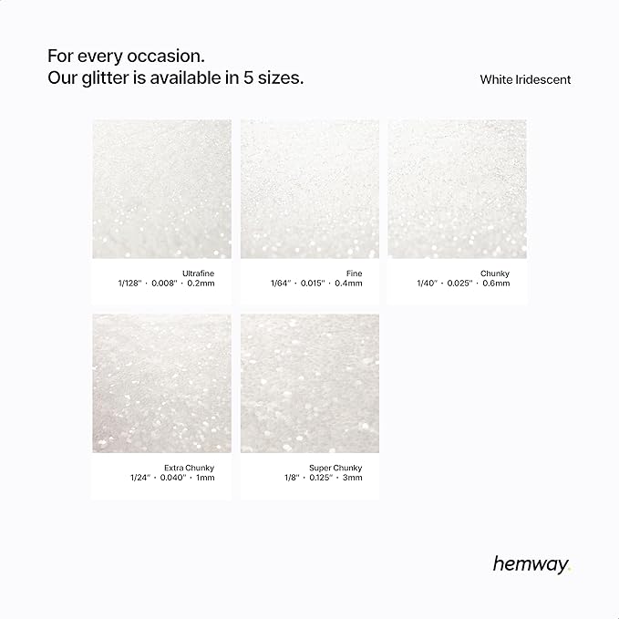 Hemway Eco Friendly Biodegradable Glitter 100g / 3.5oz Bio Cosmetic Safe Sparkle Vegan for Face, Eyeshadow, Body, Hair, Nail and Festival Makeup - Ultrafine (1/128" 0.008" 0.2mm) - White Iridescent