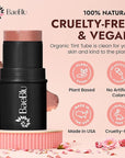 Organic Blush Tube, Sangria - 100% Natural Vegan Cream Blush Sticks, Multi-Use Bronzer, & Highlighter for Lips, Cheeks & Eyes, Buildable Shimmer, Gluten-Free, Paraben-Free, Made in USA