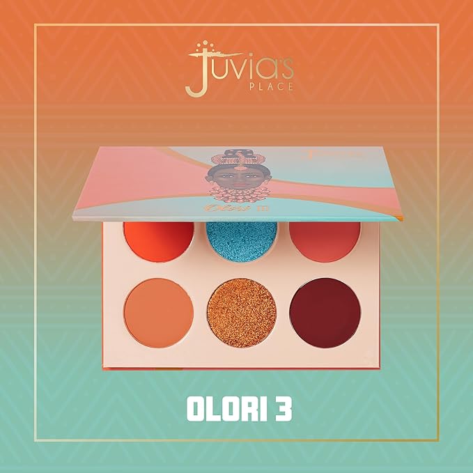 Juvia's Place Olori III Eyeshadow Palette, 6 Shades of Coral, Browns and Bronzes with a Pop of Rich Blue, Matte and Shimmers