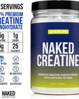 Naked Pure Micronized Lemon Lime Creatine Monohydrate - 42 Servings - 500 Grams, 1.1Lb Bulk, Vegan, Non-GMO, Gluten Free, Soy Free. Aid Strength Gains, No Artificial Ingredients Creatine
