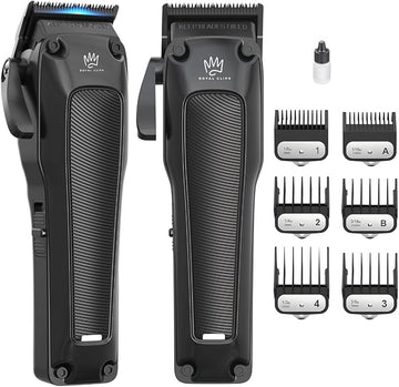 Royal Clips - Fade Kit 2.0 Clippers - 7000rpm Professional Hair Clippers for Men - Detachable DLC Fade Blade - Cordless & Rechargeable - Barber and Home Use - Anti-Slip Grips (Black)