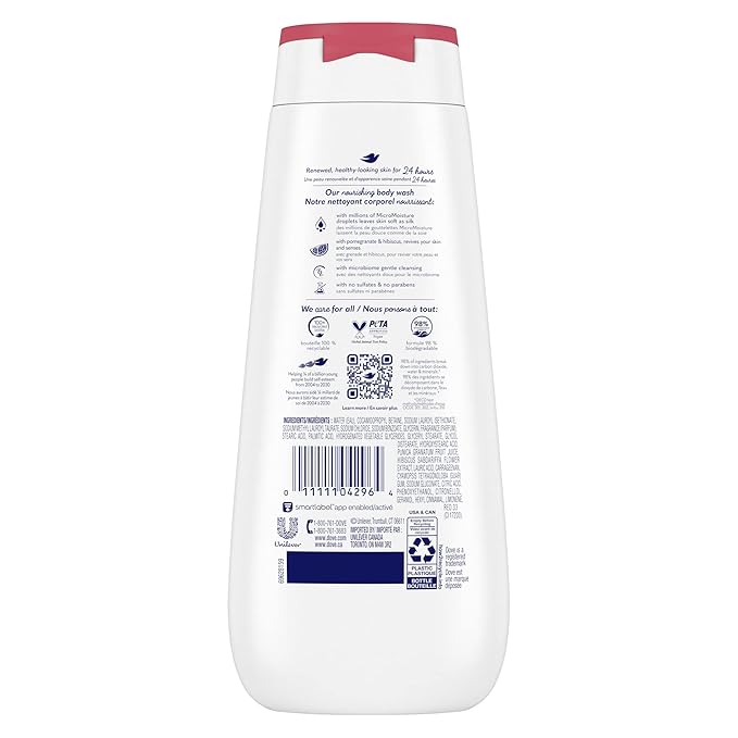 Dove Rejuvenating Body Wash for renewed, healthy-looking skin Pomegranate & Hibiscus gentle body cleanser nourishes and revives skin 325 ml