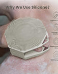 iTokGoK® Premium Silver-Infused 2-in-1 Silicone Body Scrubber, Double-Sided Design Body Brush Body Scrubber Exfoliating Body Brushes for Sensitive Skin for Showering, Silicone Loofah - Stone