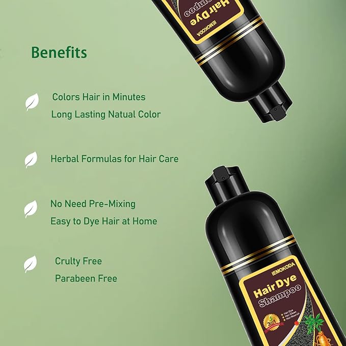 Herbal Instant Purple Hair Dye Shampoo - 3 in 1 Long Lasting Hair Color for Women and Men, Colors in Minutes, Shampoo Para Canas
