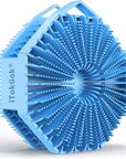iTokGoK® Silver-Infused 2-in-1 Silicone Body Scrubber, Double-Sided Design Body Brush Body Scrubber Exfoliating Body Brushes for Sensitive Skin for Showering, Silicone Loofah - Sky Blue