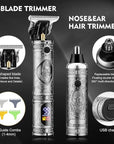 Professional Hair Clippers for Men,Hair Clippers+T-Blade Trimmer+Electric Shaver+Nose Hair Trimmer Set,4 in 1 Cordless Barber Hair Cutting Kit LCD Display Gifts (Gray)