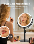 Makeup Mirror with Lights, 8" Double Sided 1x/10x Magnifying Vanity Mirror with 3 Color Lights, Rechargeable, 360° Rotation and Adjustable Height, Gift for Women Her
