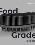 MainBasics Silicone Body Scrubber – Dual-Sided Shower & Scalp Scrubber, Gentle Silicone Loofah Alternative for Deep Clean (Black, Scalp)