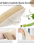 Inmorven Natural Loofah Exfoliating Back Scrubber for Shower Set (40 inch), Loofah for Men Women Sponge Pads & Body Sponge Scrubber, Deep Clean & Invigorate Your Skin, Beige