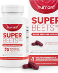 humanN SuperBeets Heart Tablets Smooth Coat 500mg – Non-GMO Powder – Clinically Studied Antioxidants, 60 Count