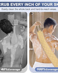 Exfoliating Back Scrubber with Handles, 38.5 Inch Double-Sided Back Exfoliator Body Scrub Towel, Exfoliating Washcloth Bath Tool for Use in Shower, Back Washer to Deep Clean Your Skin for Men & Women
